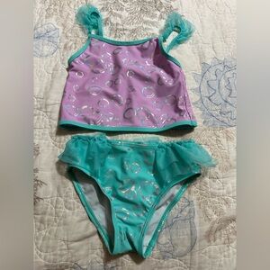 Disney Store 2 piece Ariel Little Mermaid tutu Swimsuit size 5/6 GUC